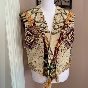Southwestern Coastal Cowgirl Bohemian Patterned Vest M/L vintage cool unique